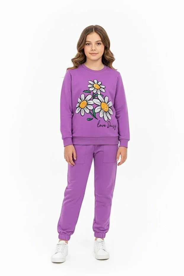 Детский спортивный костюм для девочек с принтом Daisy motif Mnk Baby&Kids, Purple — фото 4
