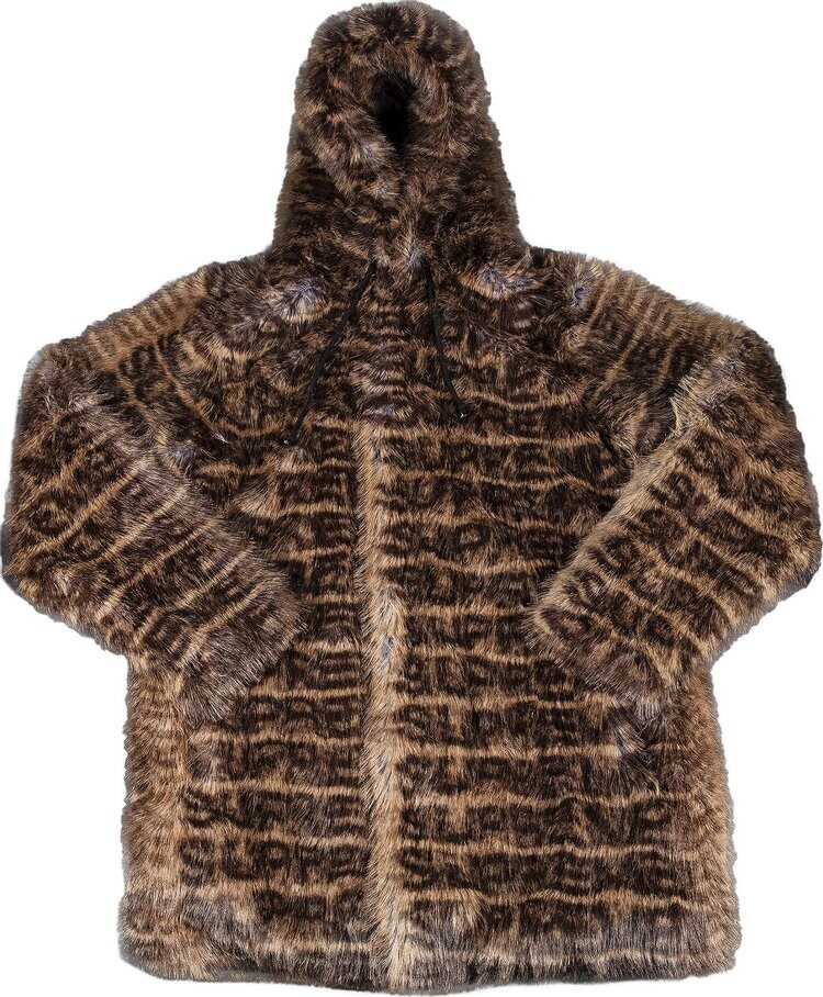 Пальто Supreme Faux Fur Hooded Coat 'Brown', коричневый — фото 2