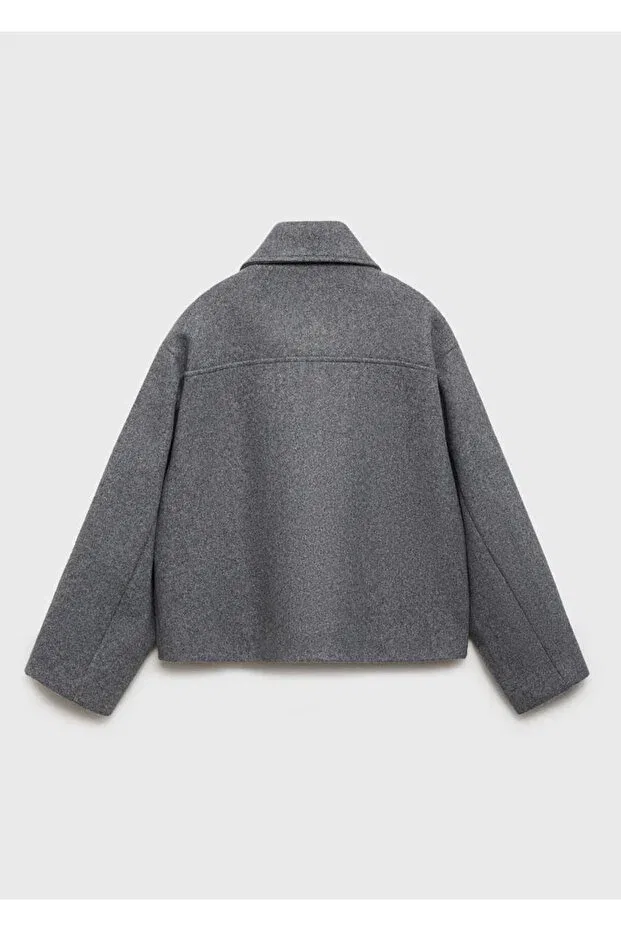 Детская куртка для девочек двубортное с длинным рукавом Mango Kids, Gray — фото 2