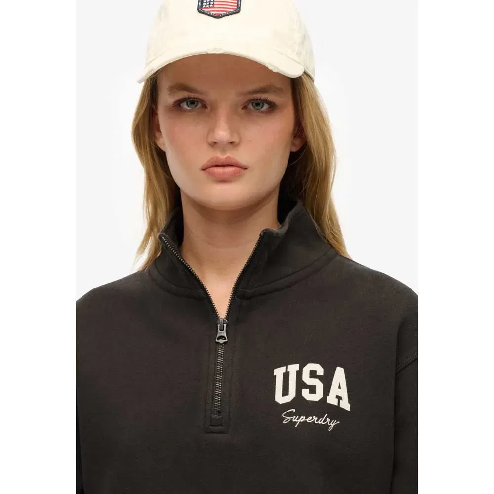 Худи с полузастежкой Athletic Essential Superdry, черный — фото 3