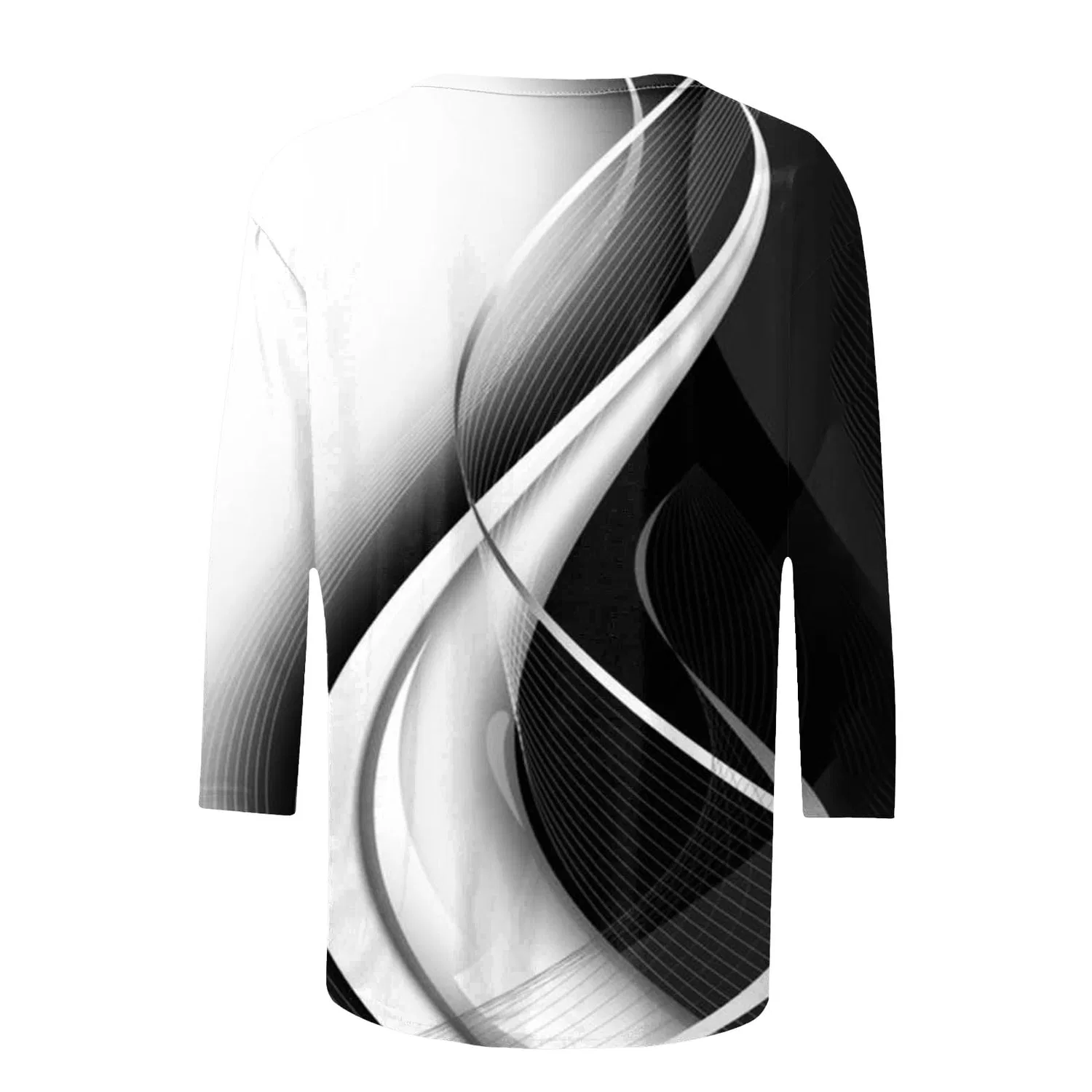 Женская футболка с V-образным вырезом Colorful Gradient Geometric Print, бренд, Black-3 — фото 4