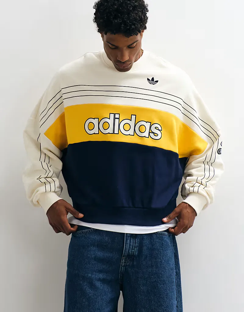 Ретро-свитшот Adidas Originals с логотипом в оранжево-синих тонах — фото 2