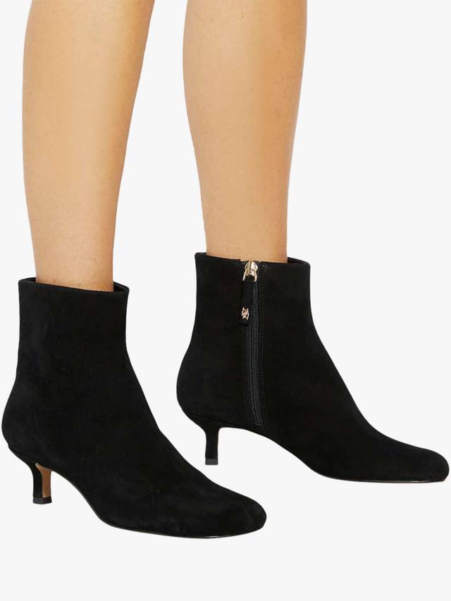 Orina Suede асимметричные ботильоны на каблуке kitten heel Dune London, Black — фото 2