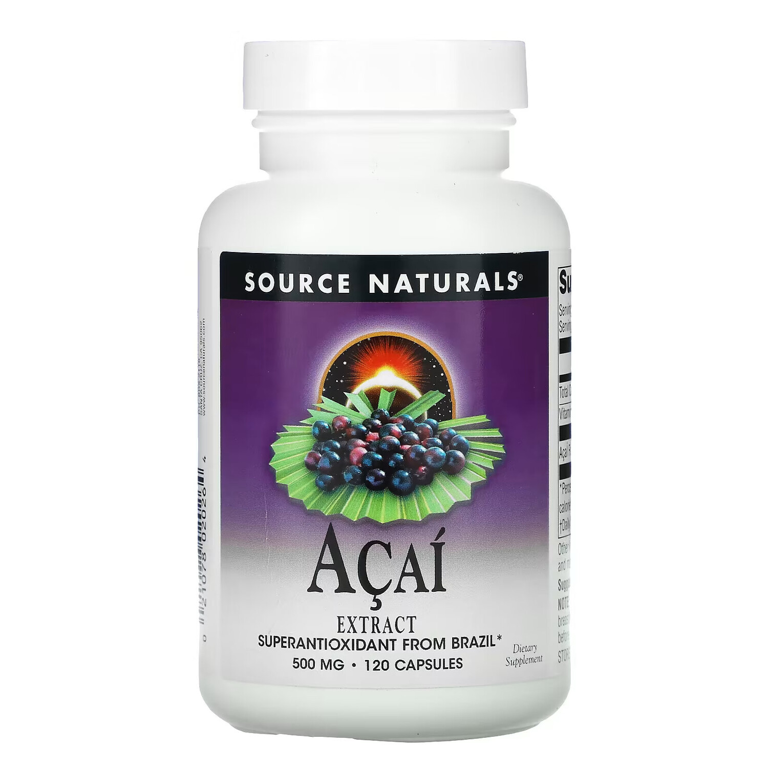 

Source Naturals, экстракт асаи, 500 мг, 120 капсул