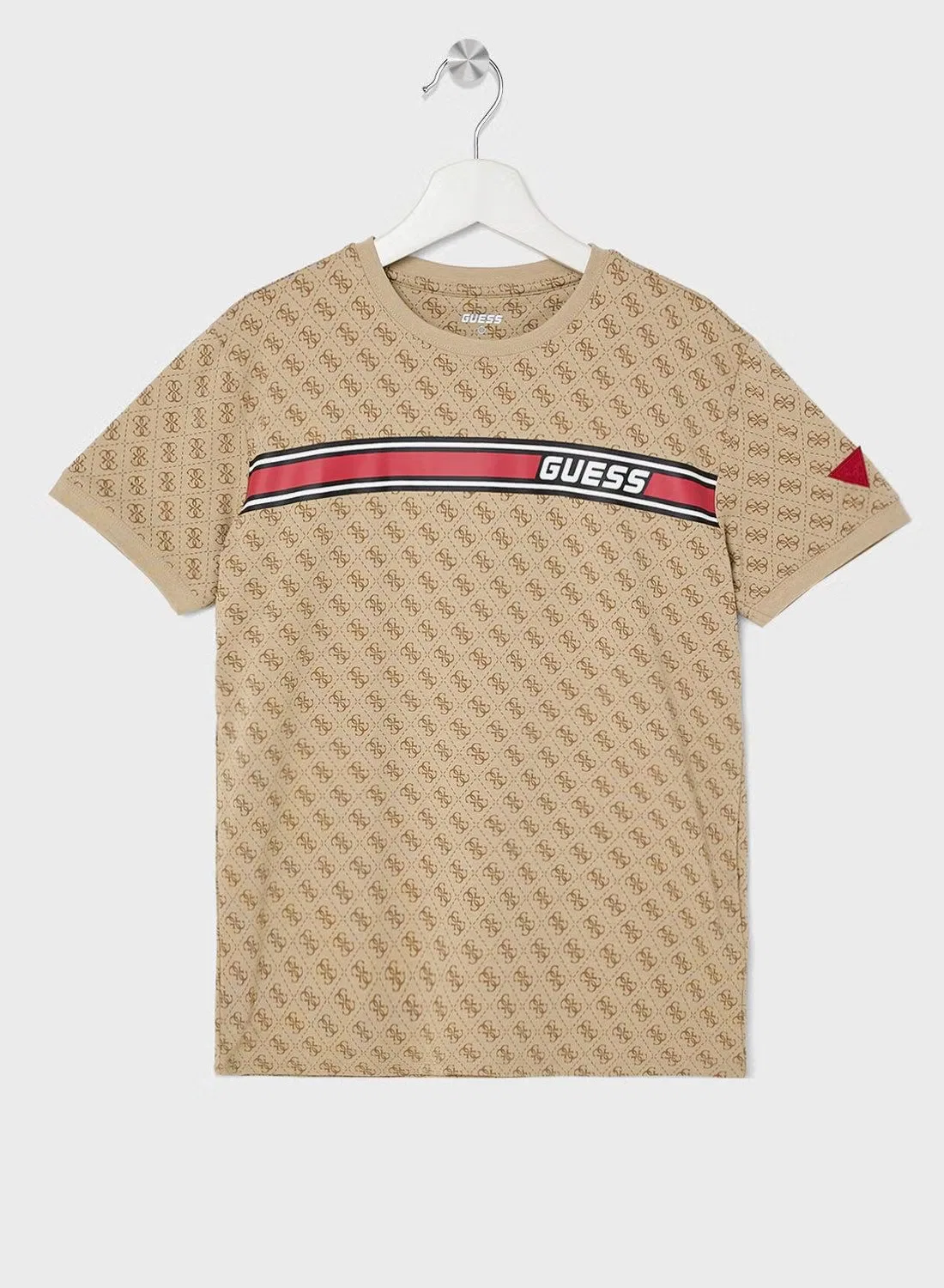 Футболка с принтом для детей Guess, бежевый — фото 2