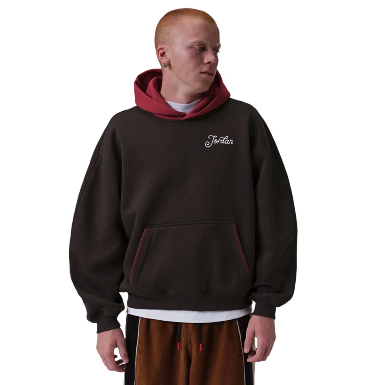 Мужской худи-пуловер оверсайз с принтом Jordan Brooklyn Fleece, Jordan, Brown Brown