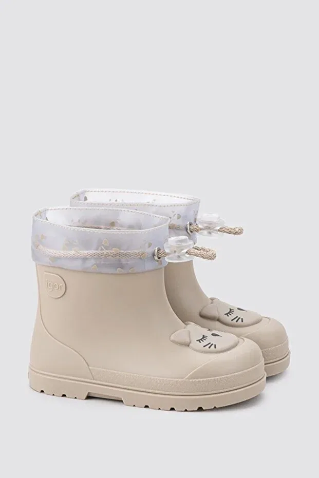 Детские резиновые сапоги для девочек с мехом Mendi Igor, Beige