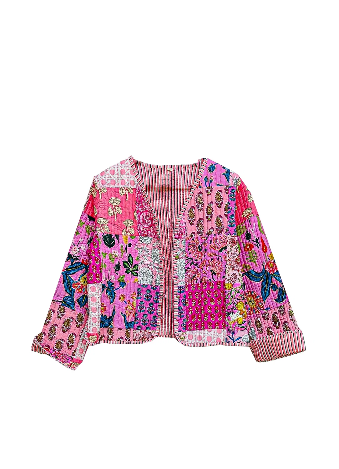 Женская зимняя куртка с подкладкой из флиса, с принтом, Warm Linen Jacket, pink