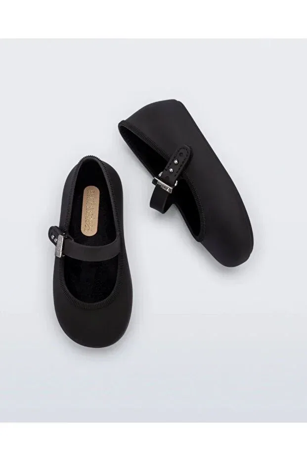Детские балетки для девочек с коротким каблуком Mini Melissa, Black — фото 3