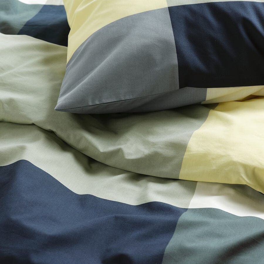 Комплект постельного белья Ikea Brunkrissla, 2 предмета, 150x200/50x60 см, зеленый/мультиколор — фото 4