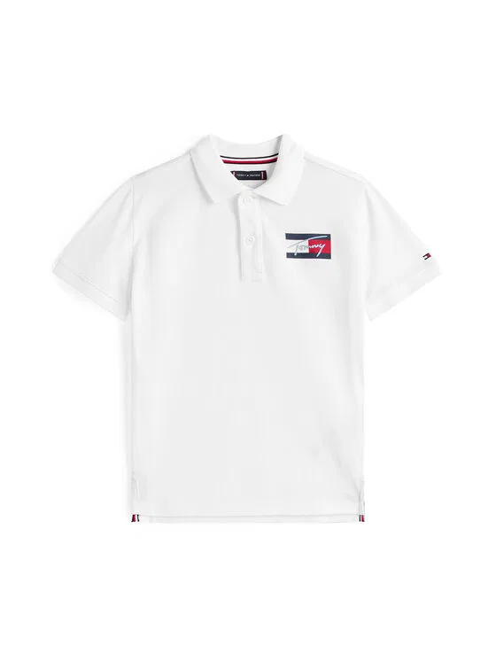 Поло regular fit Script Flag Logo Tommy Hilfiger, белый — фото 4