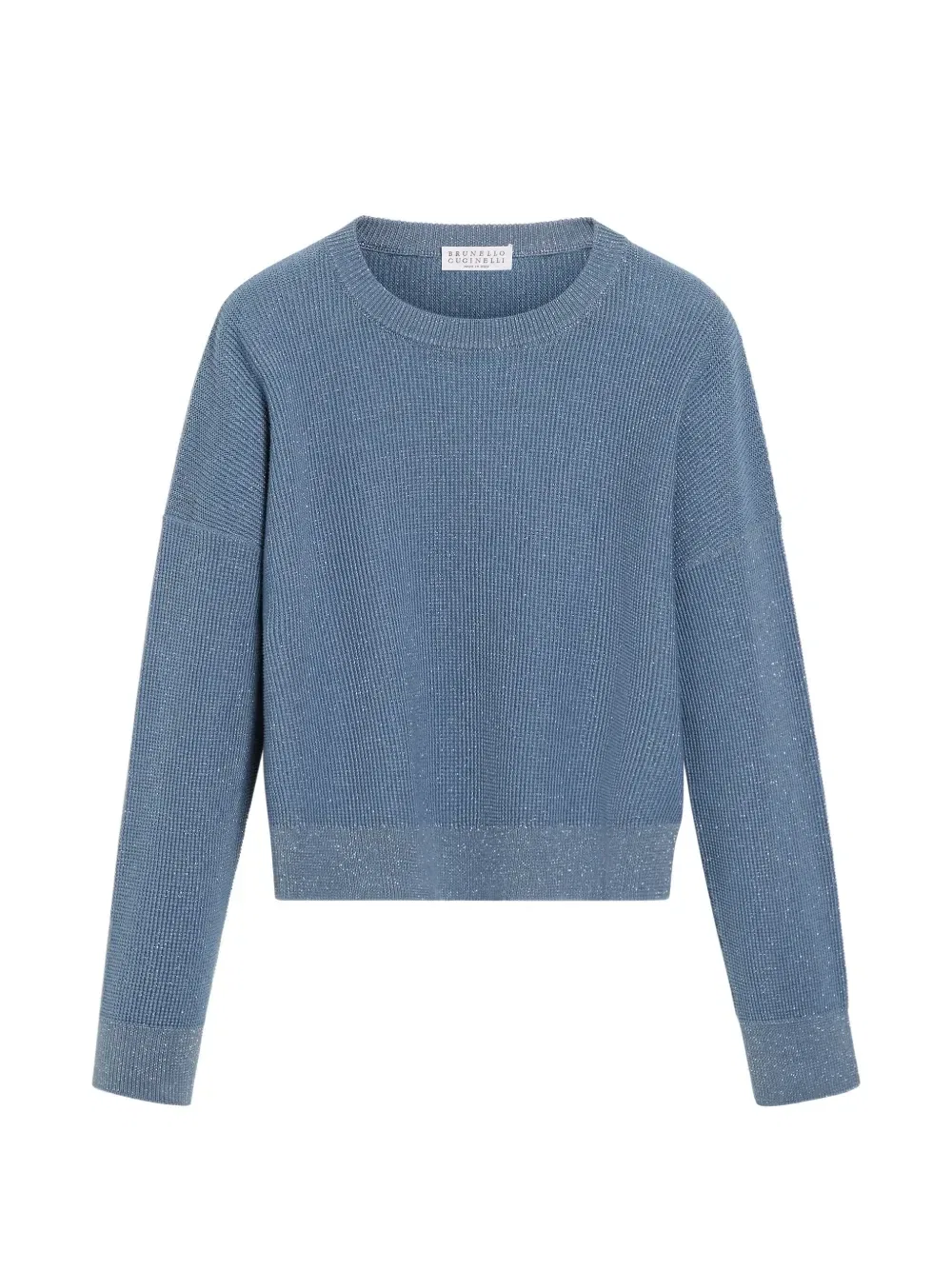 Декорированный свитер в рубчик Brunello Cucinelli Kids, синий