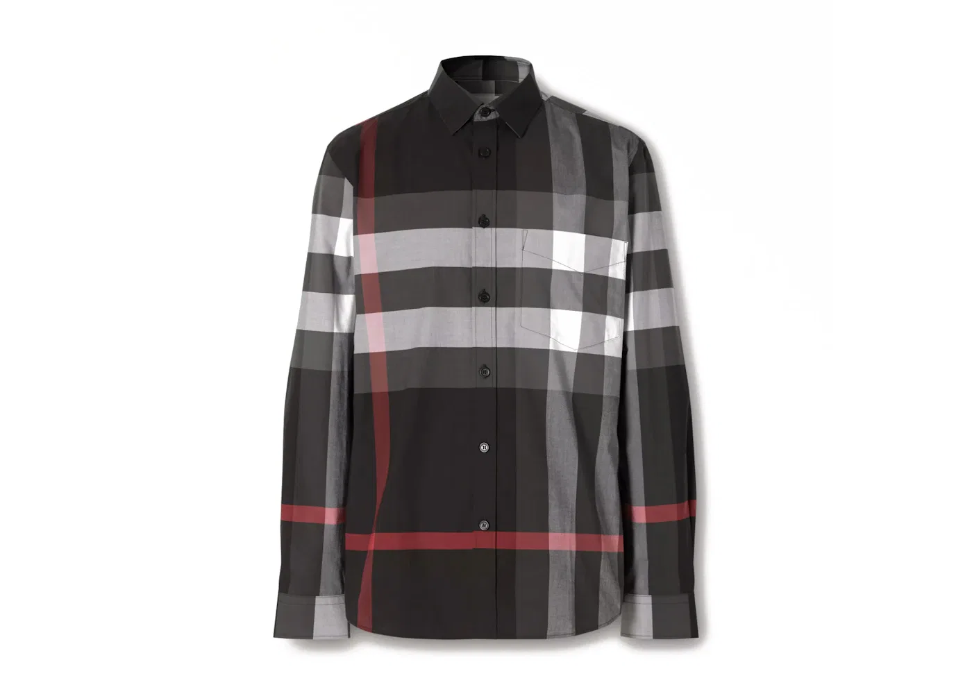 Мужская рубашка из поплина с клетчатым принтом Burberry, Charcoal