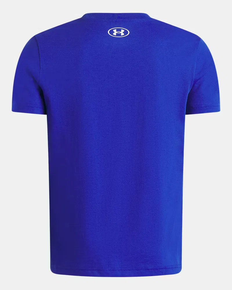 Футболка для мальчиков с коротким рукавом из хлопковой смеси UA Sportstyle UnderArmour, Royal/White — фото 2