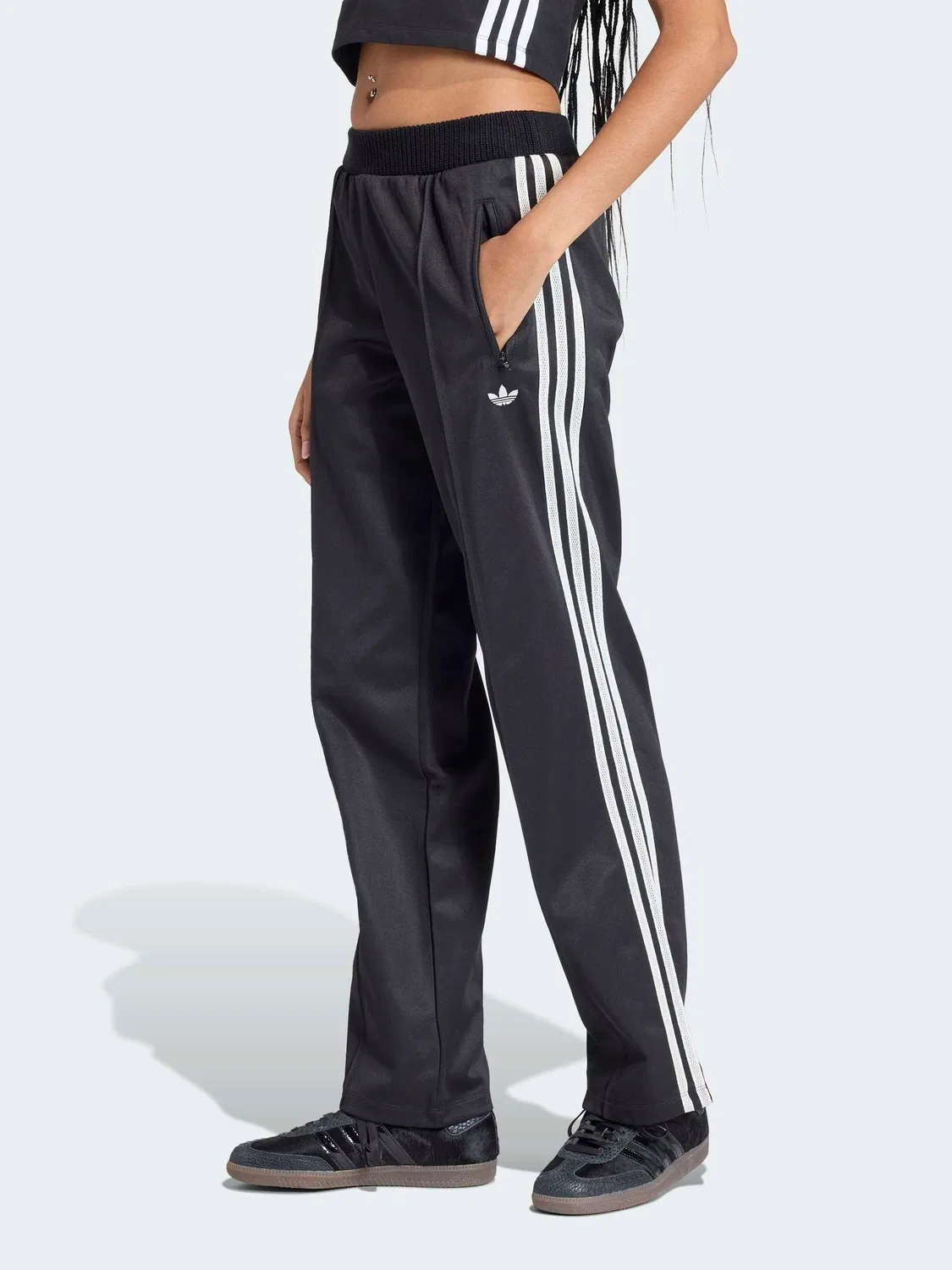 Спортивные штаны Firebird с вязаными кружевными деталями adidas originals, черный