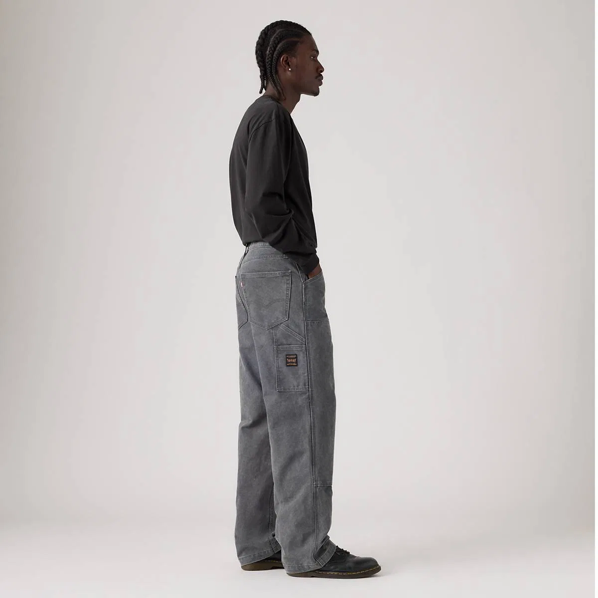 свободные прямые мужские джинсы 568 -карпентеры с двойными коленями Levi's, Duo Fade Canvas Periscope X Brindle - Grey — фото 4
