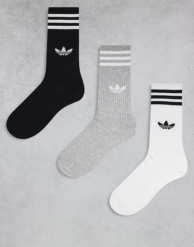Носки высокие однотонные 3 пары Adidas Originals, белый