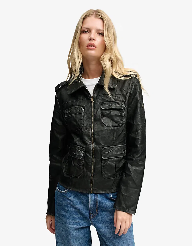 Куртка Superdry Angelina из искусственной кожи, черный — фото 2