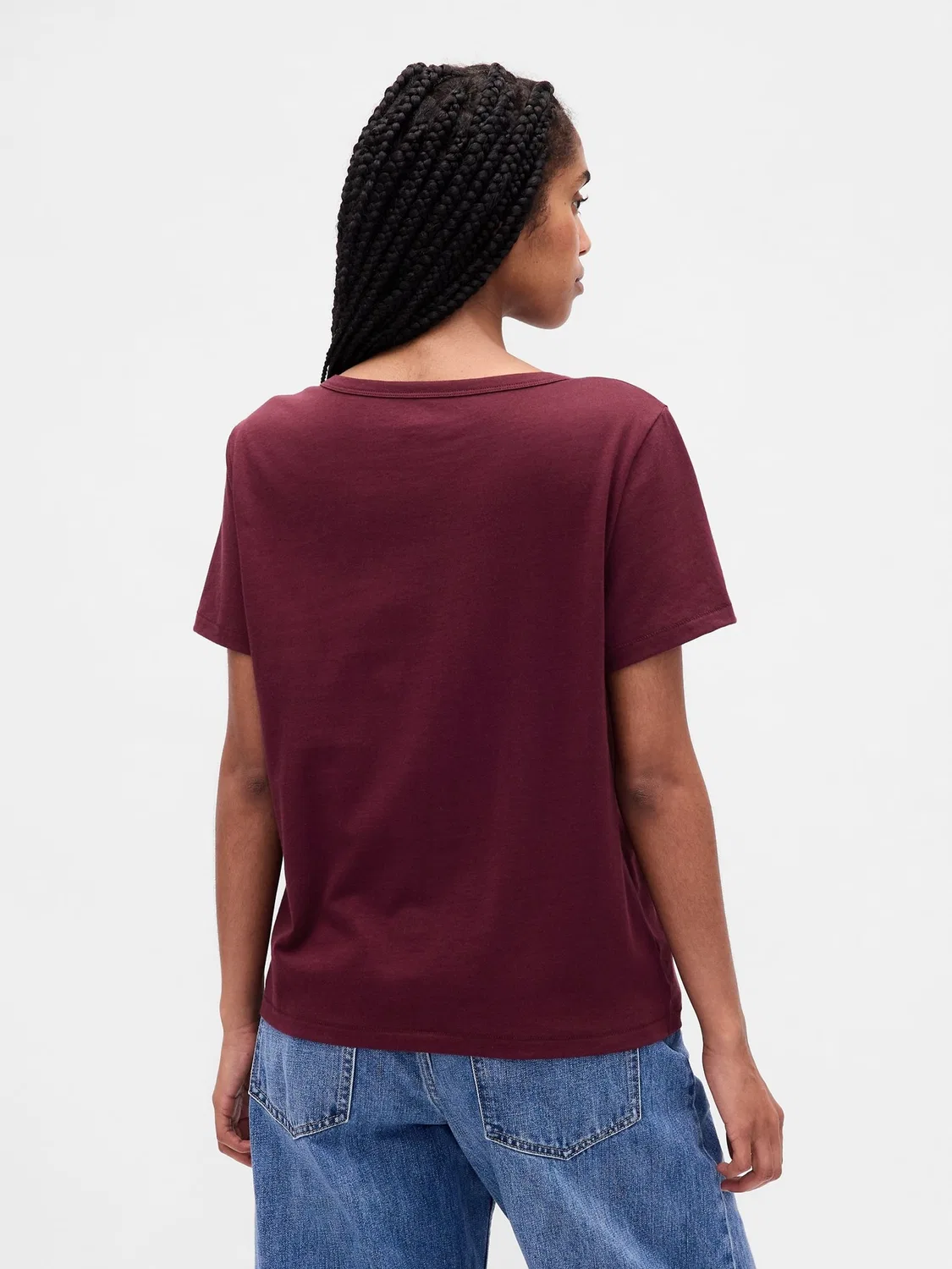Футболка с V-образным вырезом, Vintage Soft Gap, красный — фото 2