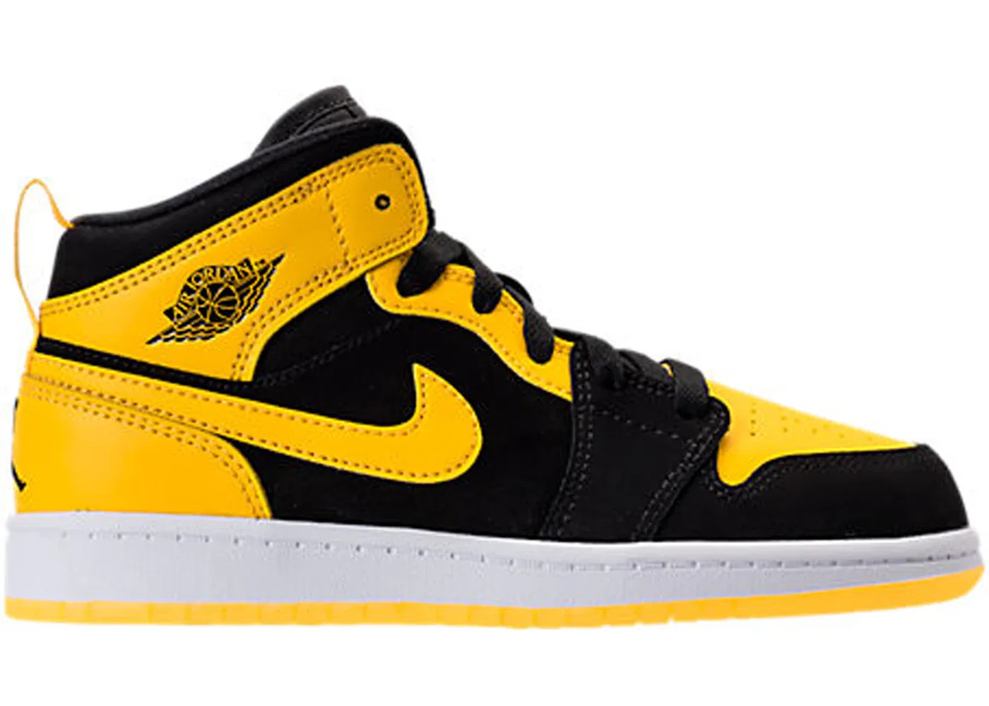Детские кроссовки с высоким верхом Jordan 1 Retro Mid New Love Jordan, Black/Varsity Maize-White