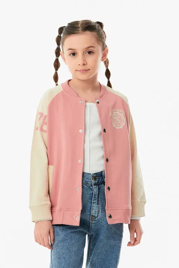 Детская куртка для девочек с принтом Sportswear Fulla Moda, Rose Color — фото 3