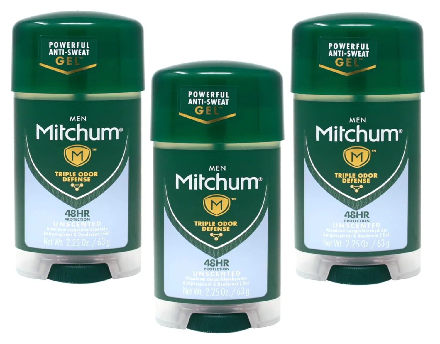 Гель-антиперспирант и дезодорант Mitchum, без отдушки, 2.25 Fl Oz, набор 3 шт