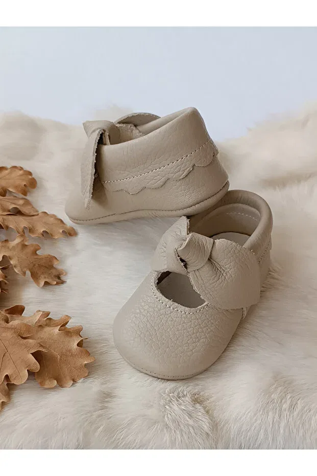 Детские ботиночки-лодочки для девочек из натуральной кожи Alice Hodore, Dark Cream — фото 3