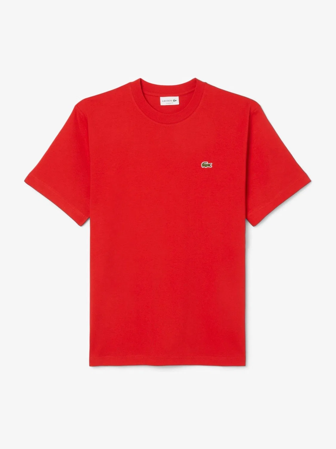 Lacoste Красная хлопковая футболка свободного кроя средней плотности из джерси — фото 4