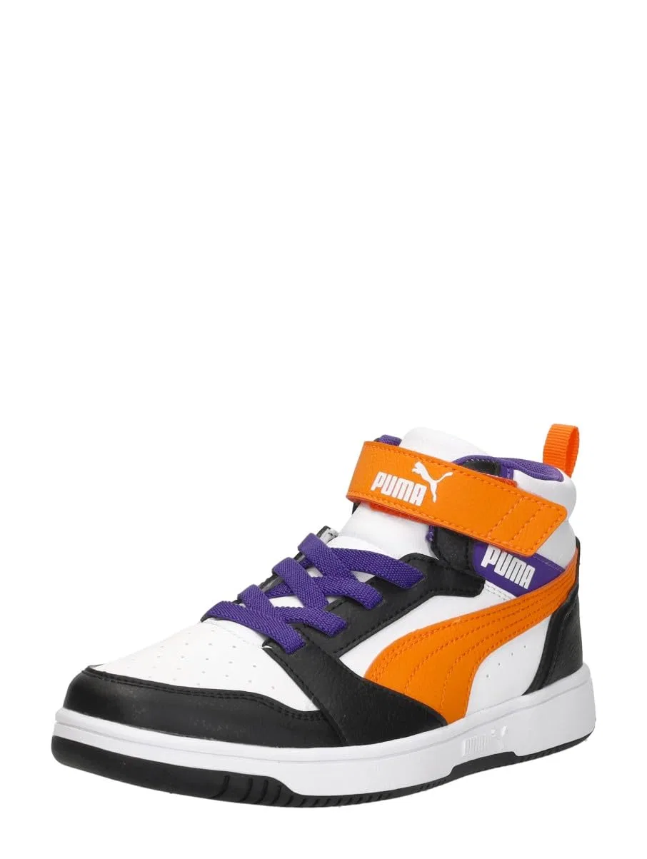 Детские кроссовки для мальчиков спортивные Rebound PUMA Puma White Orange Glo Puma Black — фото 2