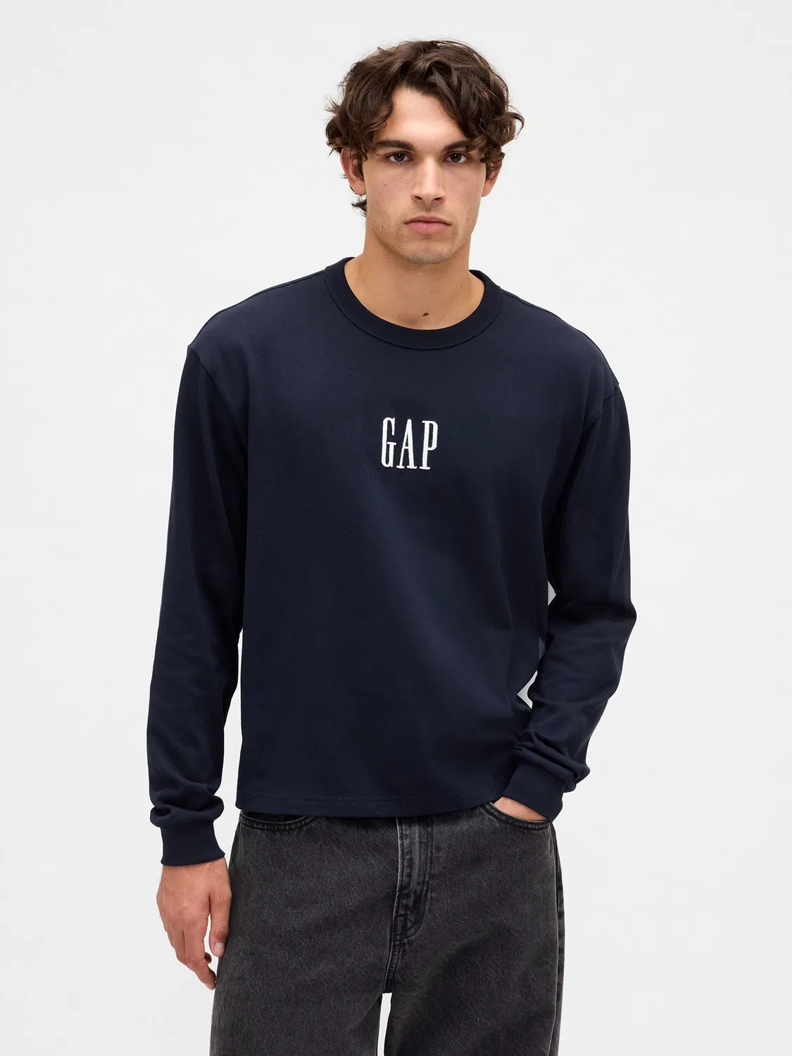 Футболка с длинным рукавом, логотип Gap, темно-синий