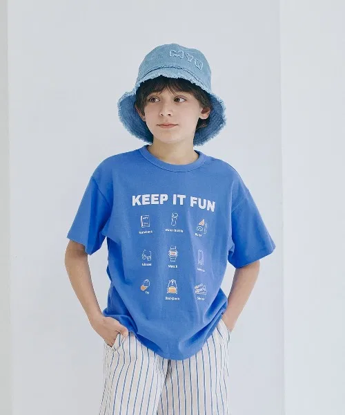 Детская футболка с принтом, полуторный рукав, модель Everyday Tee GITA, Light Blue