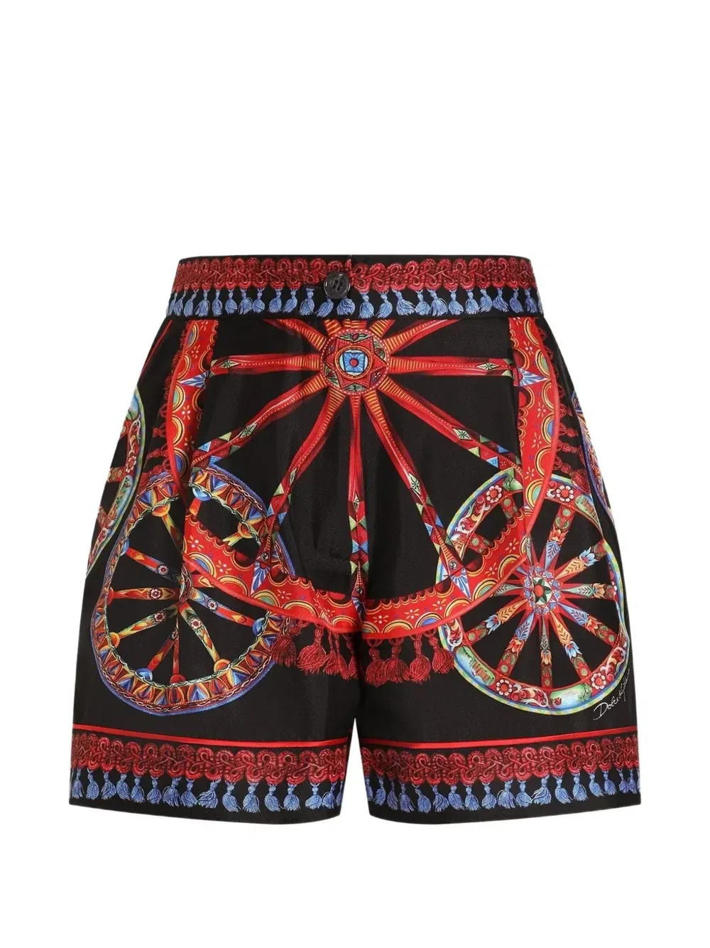 Шелковые шорты-бермуды с принтом Carretto Dolce & Gabbana, черный
