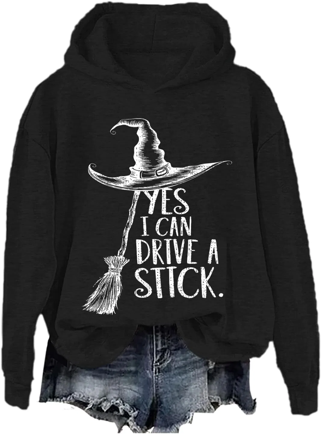 Мужское худи с принтом Yes I Can Drive A Stick, чёрный
