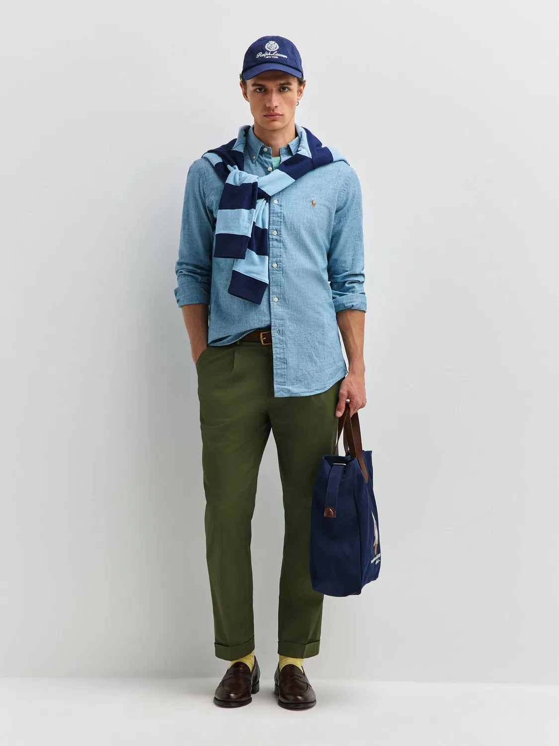 Рубашка Oxford, Custom Fit Polo Ralph Lauren, светло-джинсовый синий — фото 2