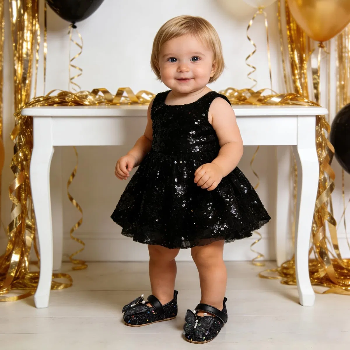 Детские туфли Мэри Джейн для девочек с бантом HsdsBebe, Black — фото 2