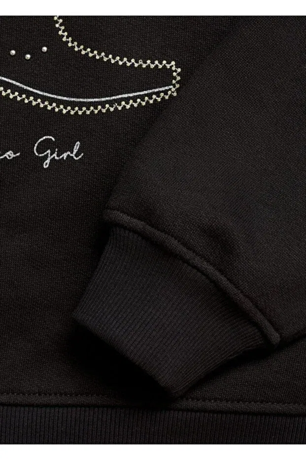 Детские свитшот для девочек хлопковый Mango Kids, Black — фото 3