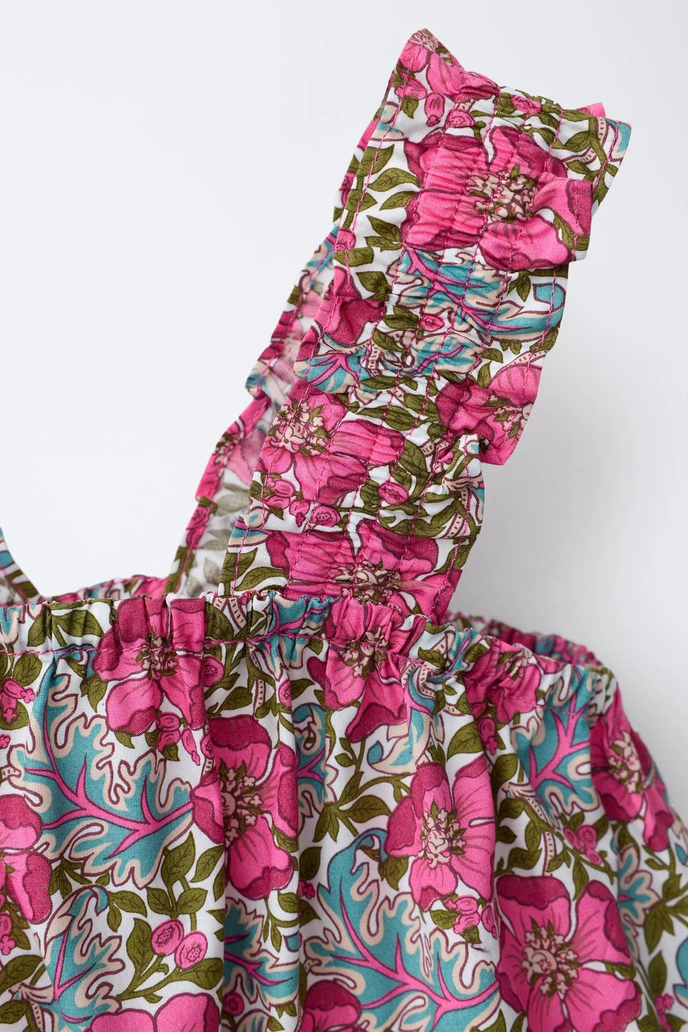 Топ с цветочным принтом, изготовленный из ткани Liberty. ZARA, Fuchsia — фото 3