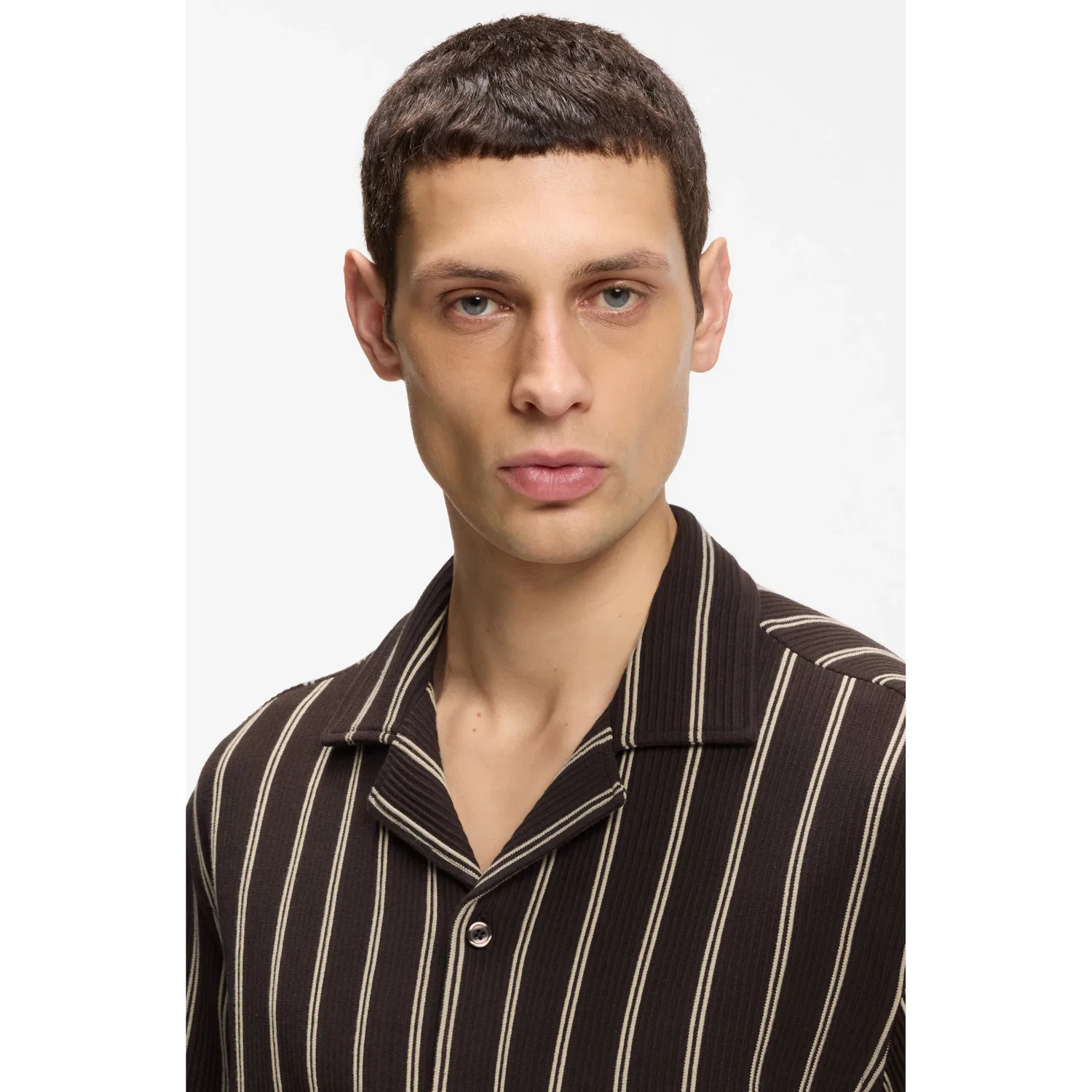 Мужская свободная короткая рубашка из джерси BOSS, Dark Brown — фото 2