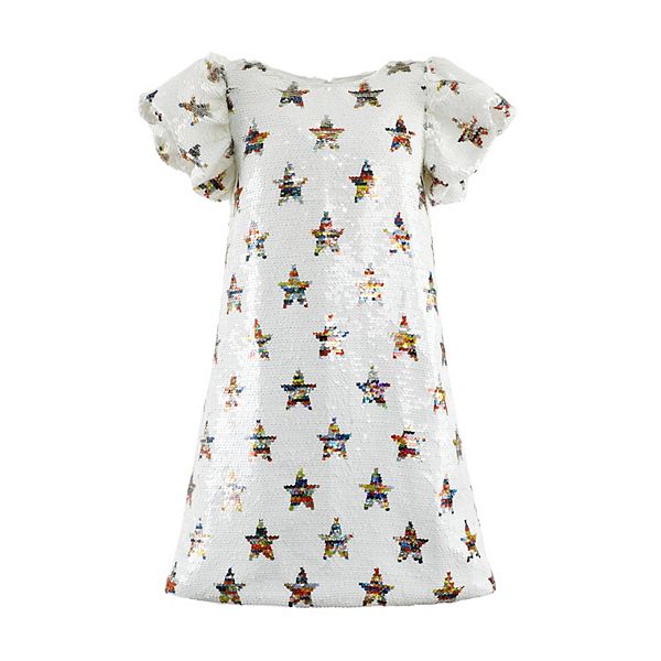 

Платье для девочек с пайетками и рукавами-фонариками в звездном принте galaxy 2Bunnies