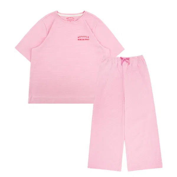 Комплект loungewear в полоску, Bebedepino Underwear, розовый