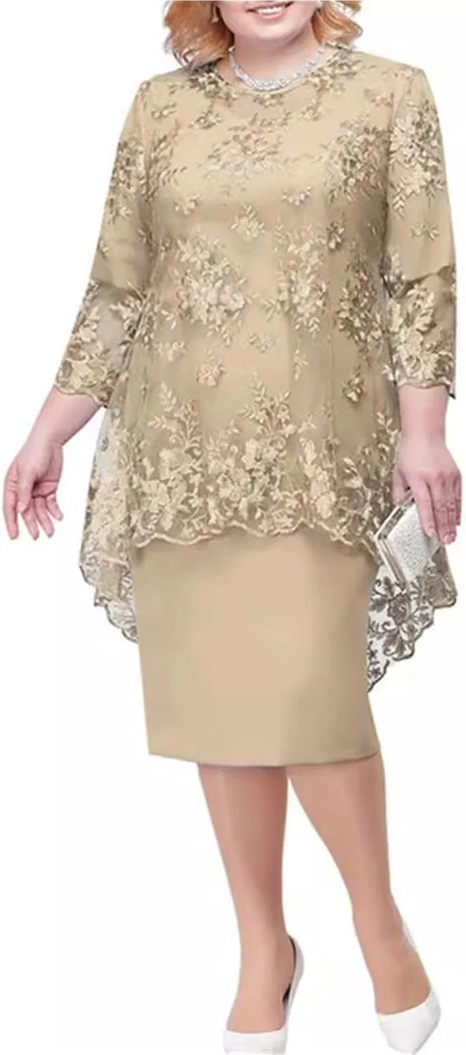 Женское платье с кружевом Plus Size 8XL, Gold