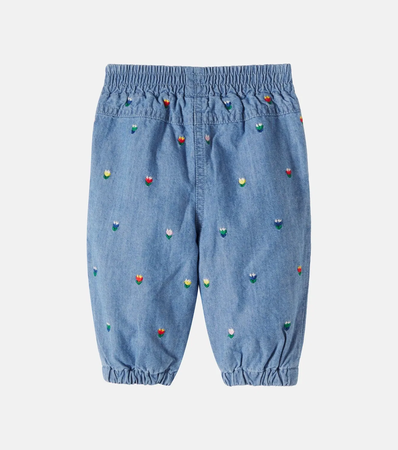 Детские брюки из шамбре с вышивкой Stella Mccartney Kids, синий — фото 3