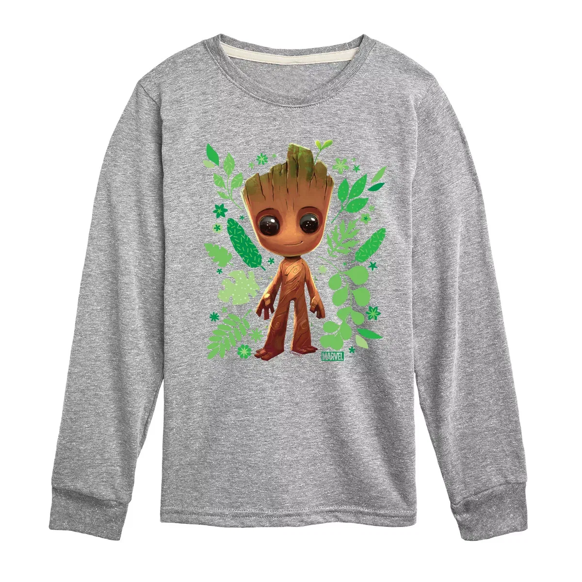 Детское футболка с длинным рукавом с принтом Marvel Guardians of the Galaxy Baby Groot Leaf, Navy