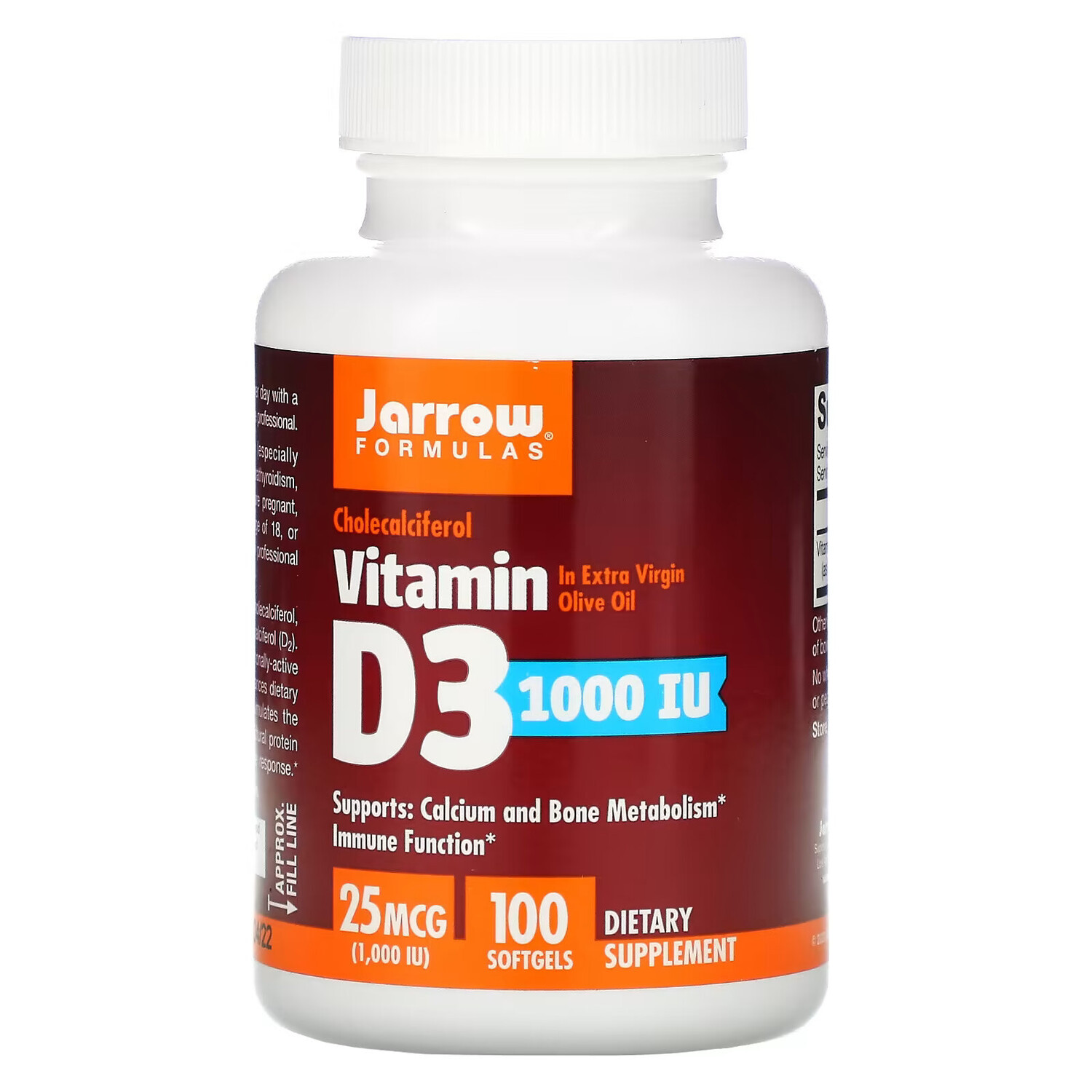

Jarrow Formulas, витамин D3, холекальциферол, 25 мкг (1000 МЕ), 100 капсул