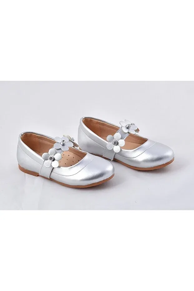 Детские балетки для девочек с цветочным принтом V.73B floral ballerinas-silver Vuddy, Silver — фото 4