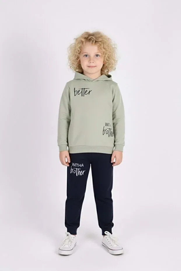 Детский спортивный костюм с принтом Printed men's hooded kids tracksuit mnk0627 Mnk Baby&Kids, Haki — фото 4