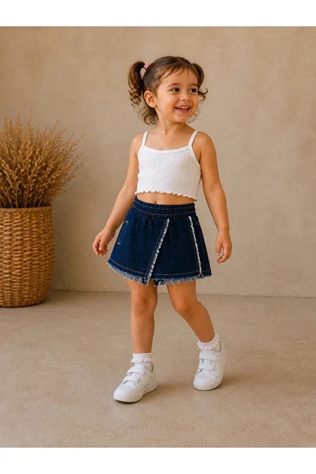 Детские шорты-юбка для девочек с принтом Nk Kids, Blue — фото 3