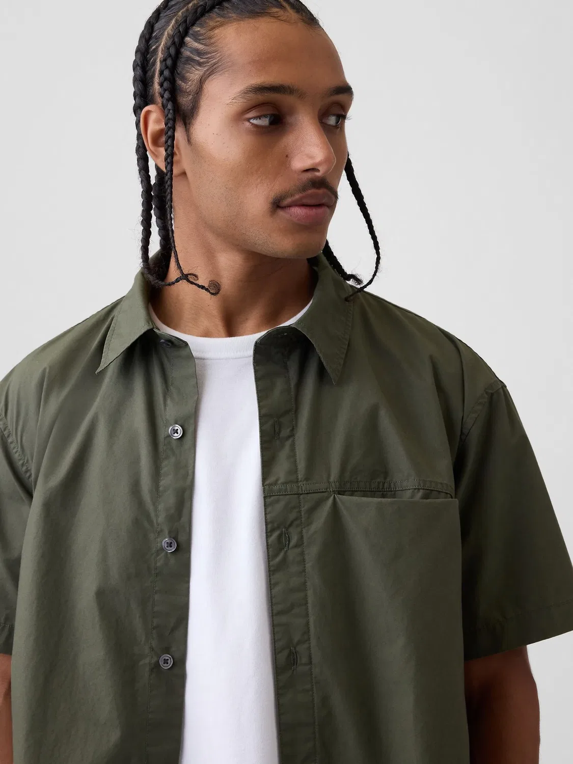Рубашка повседневная Poplin Relaxed Shirt Gap, зеленый — фото 4