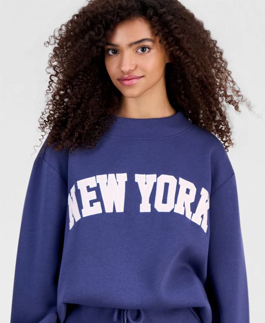 Свитшот женский с вышивкой New York, модель Embroidery Mockneck Madden Girl, Crown Blue — фото 2