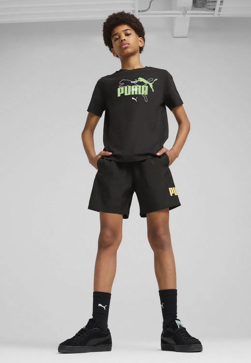 Детская футболка с принтом Essentials Logo Lab Summer Puma, Black — фото 3